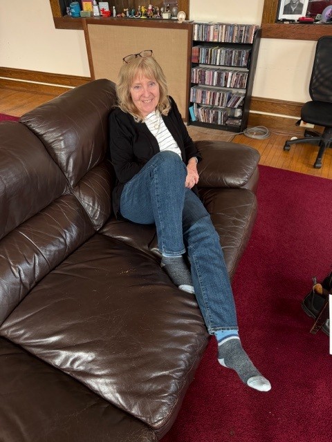 Shirley relaxing in the studio